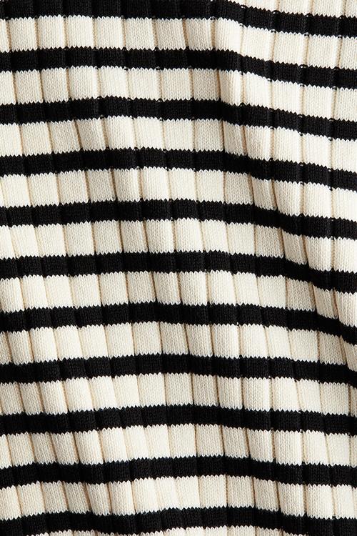 Rib-knit top - light beige/striped 