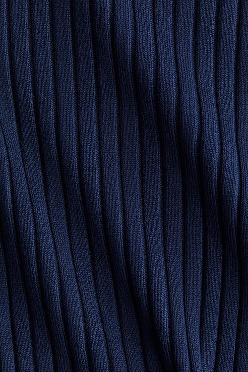 Rib-knit top - navy blue/white