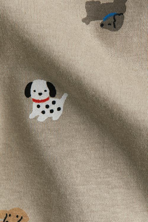 2-Pack long-sleeved cotton T-shirts - light beige/dogs