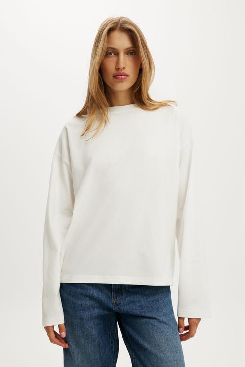 Oversized boxy long sleeve tee - vintage white