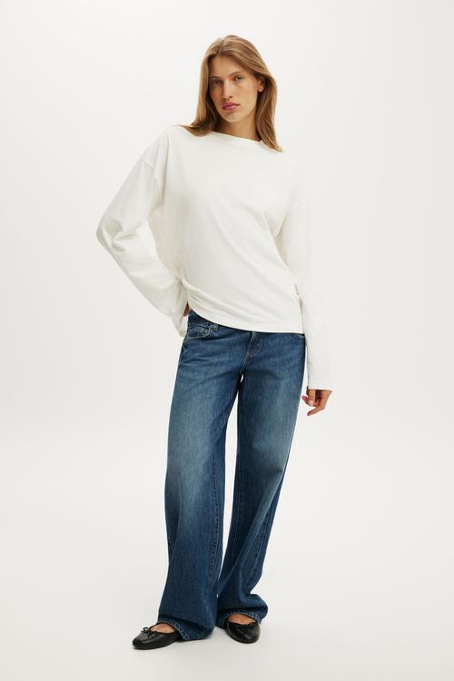 Oversized boxy long sleeve tee - vintage white