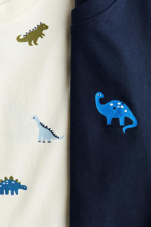 2-Pack printed vest tops - cream/dinosaurs