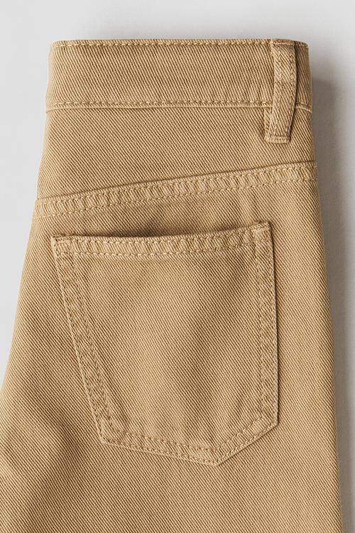 Loose-fit cotton twill trousers - dark beige