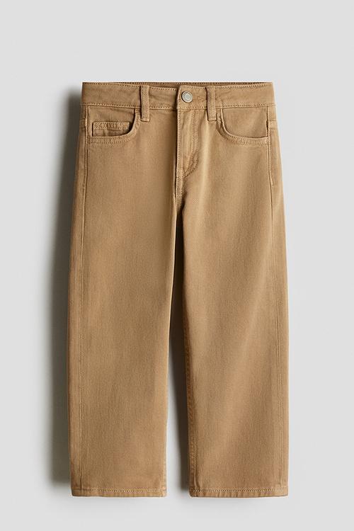 Loose-fit cotton twill trousers - dark beige
