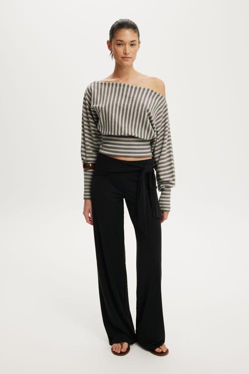 Honey tie pant - black
