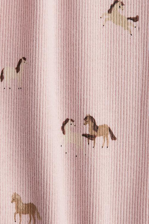 Ribbed cotton leggings - light pink/horses 