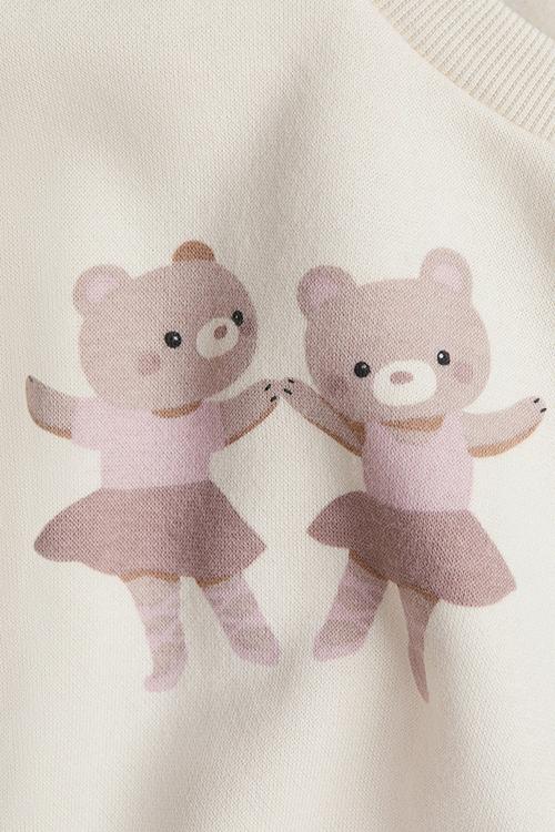 Printed brushed-inside sweatshirt - cream/ballerinas