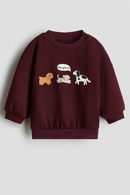 Printed sweatshirt - dark red/bonjour 