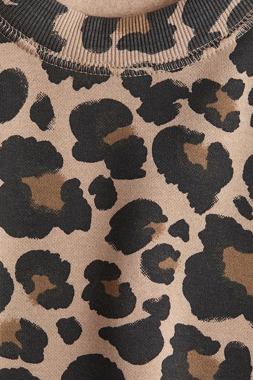 Motif-detail sweatshirt - beige/leopard print 
