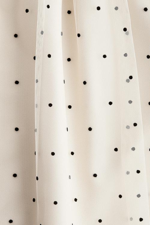 Flounced tulle dress - light beige/spotted