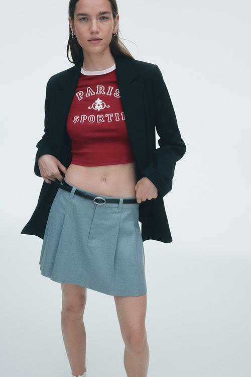 Cropped t-shirt - dark red paris