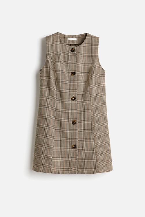Shift dress - beige checked