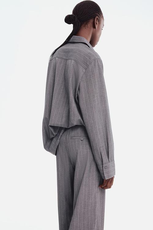 Tailored trousers - grey marl pinstriped