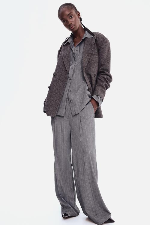 Tailored trousers - grey marl pinstriped
