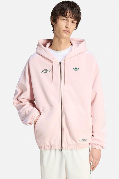 Zip Through Back Applique Hoodie - Sandy Pink