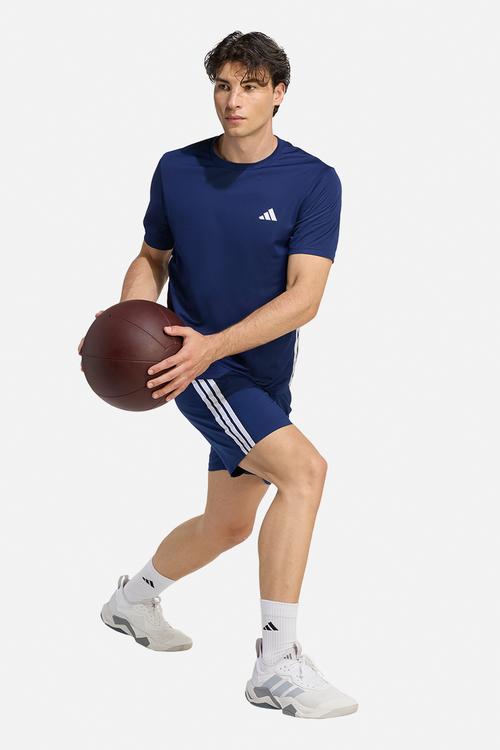 Workout Essentials Base 3 stripes Woven Short - Dark blue/white