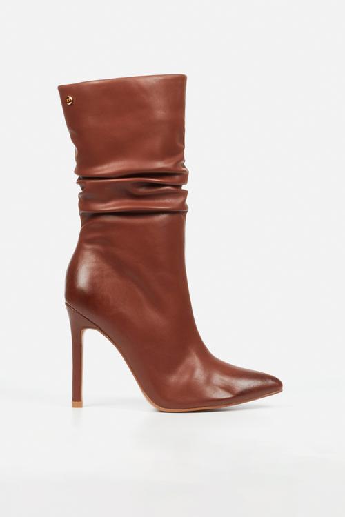 Boss 3 ruched heel ankle boot - brown