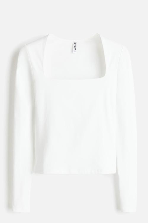 Long-sleeved microfibre top - white