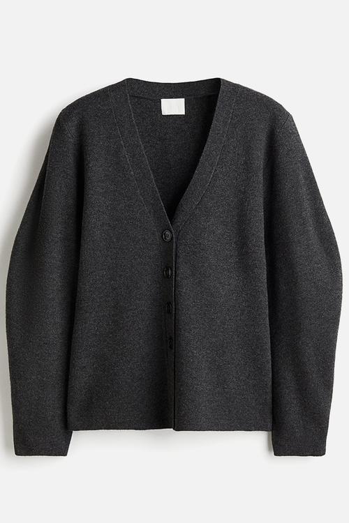 Knitted cardigan - dark grey marl 