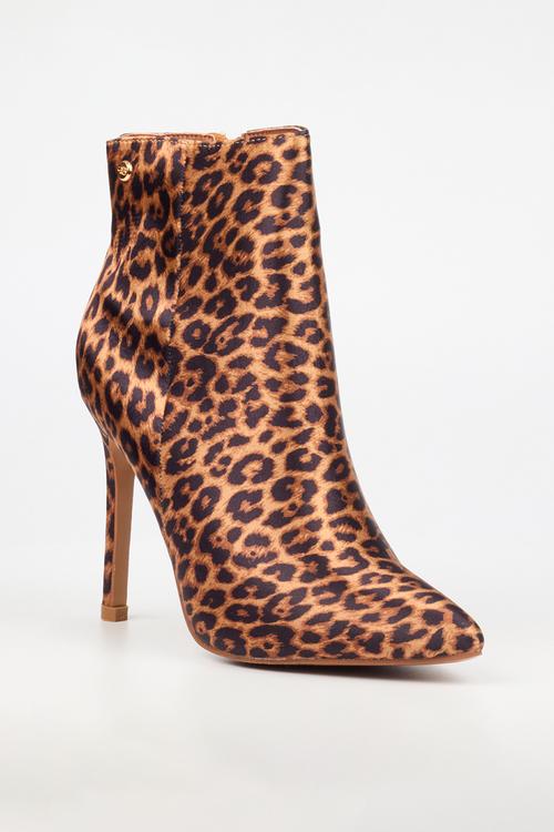 Boss 24 heel ankle boot - leopard - black & brown 