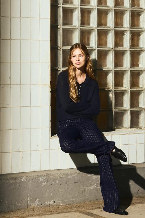 Glittery flared low jeans - dark denim blue