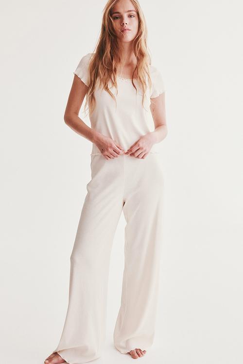 Ribbed pyjamas - cream