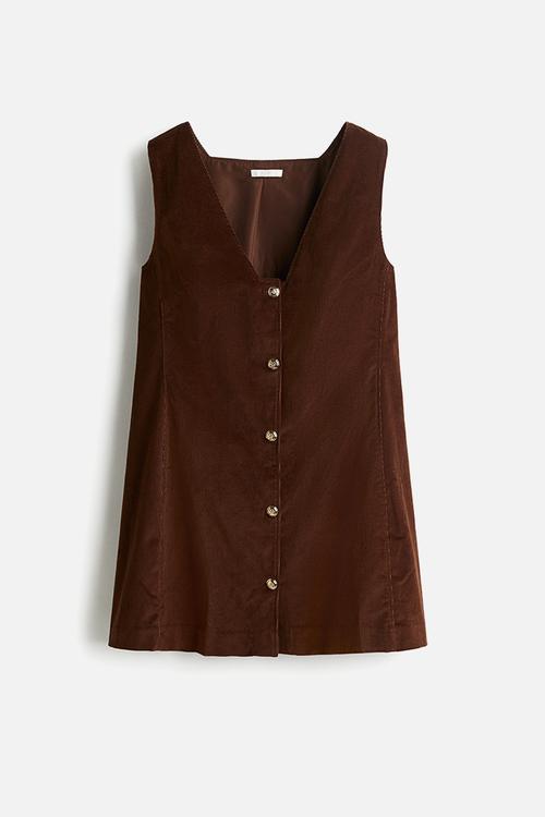 Corduroy pinafore dress - dark brown