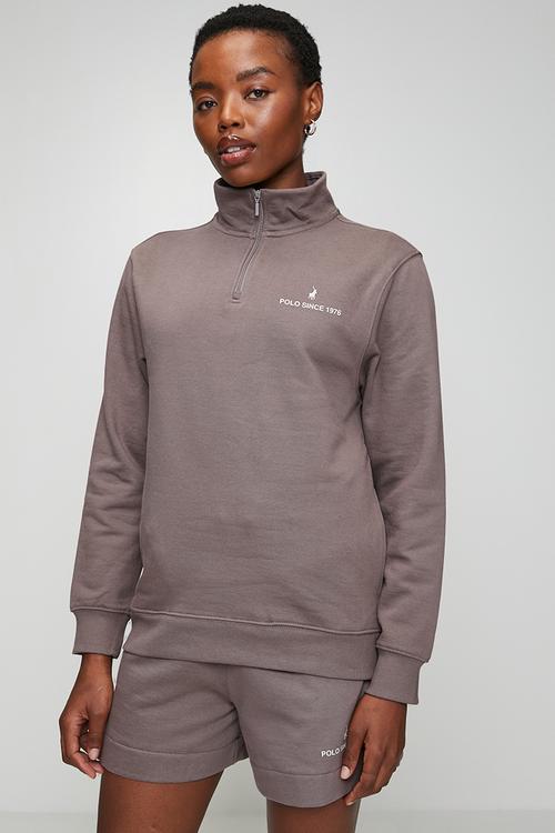 Wmn Harper Long Sleeve Quarter Zip Track Top - Iron