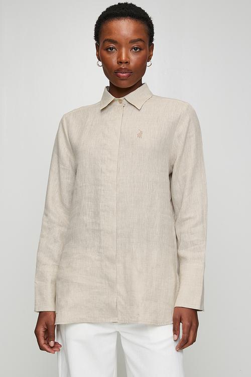 Wmn Leela Linen Shirt - Stone
