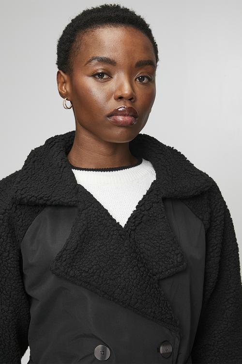 Ladies Double Breasted Classic Mac - Black