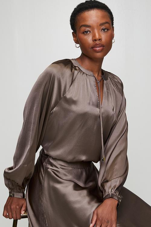 Wmn Mya Long Sleeve Blouse - Iron