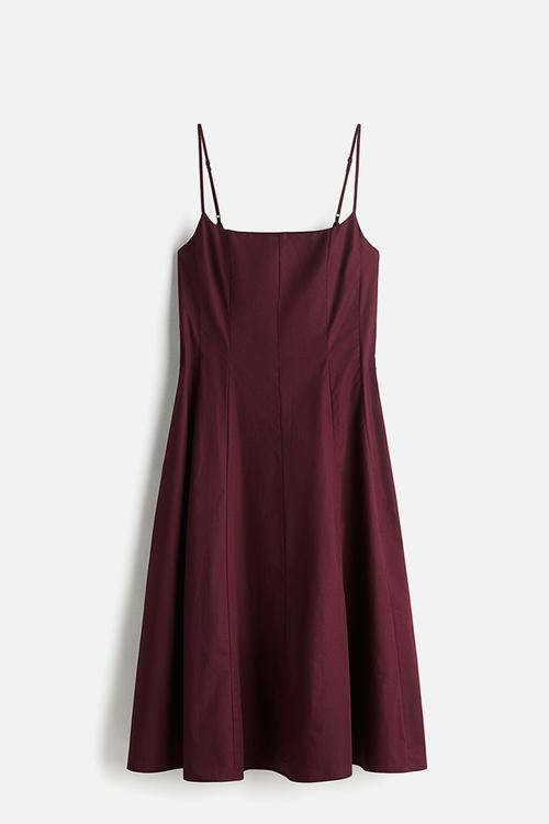 Poplin strappy dress - burgundy 