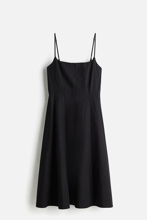 Poplin strappy dress - black