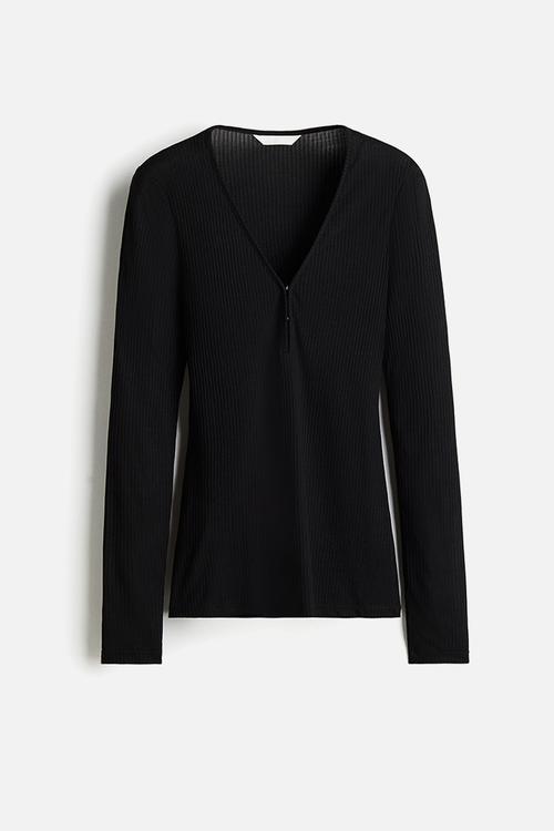 Rib-knit top - black