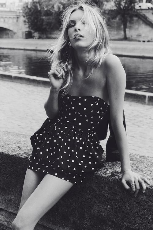 Peplum bandeau dress - black spotted