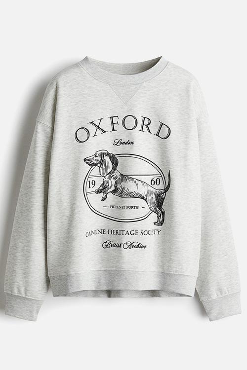 Text-motif sweatshirt - light grey marl oxford 