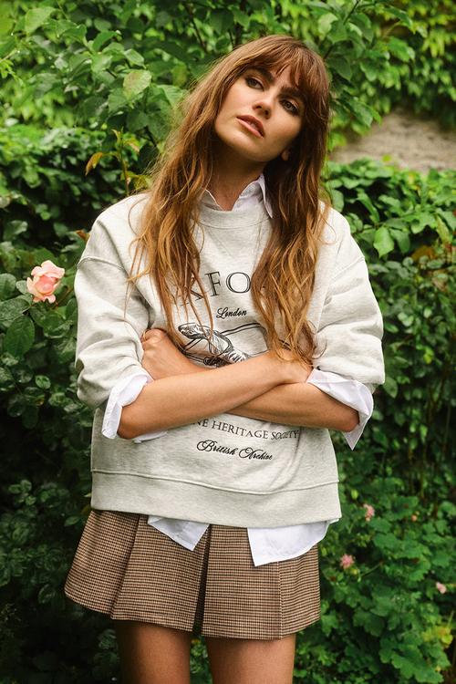 Text-motif sweatshirt - light grey marl oxford 