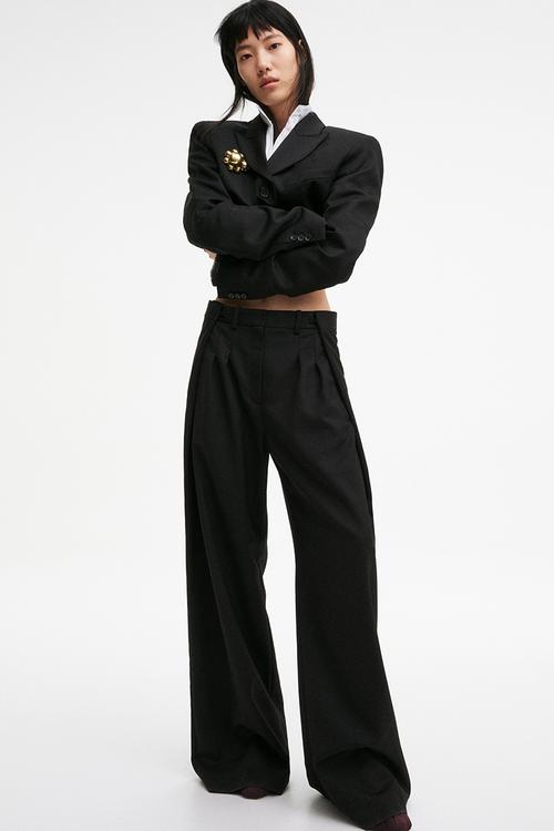 H&M Studio: Wool-blend tailored trousers - black