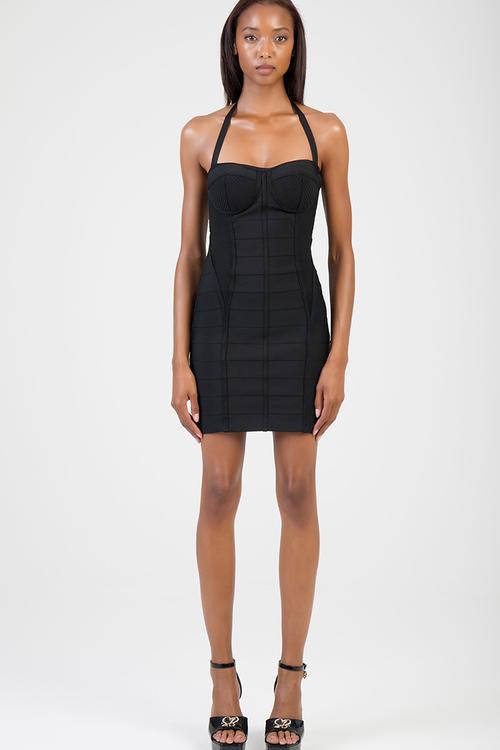 Talk About Us Mini Dress Bandage Mini Dress With Cups - Black
