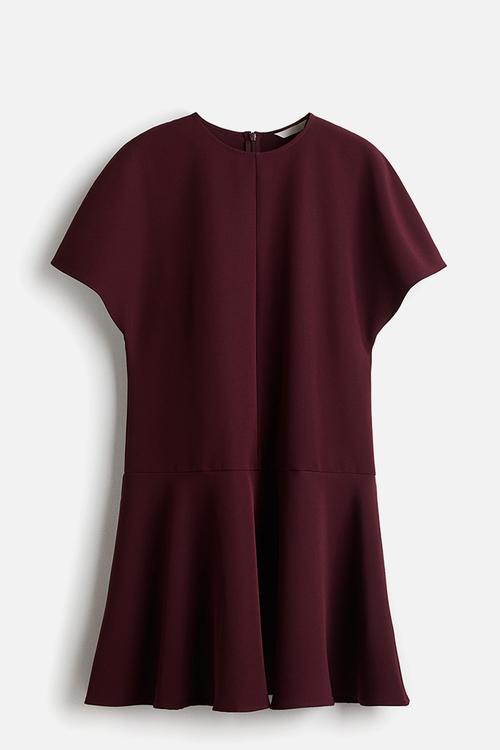 Butterfly-sleeved dress - burgundy