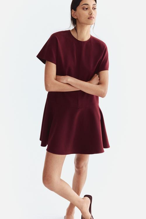 Butterfly-sleeved dress - burgundy