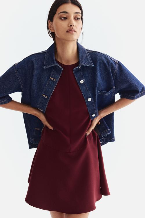 Butterfly-sleeved dress - burgundy
