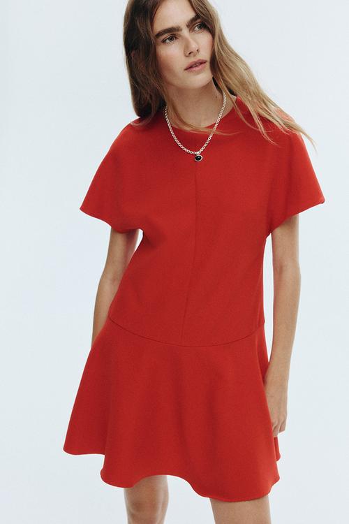 Butterfly-sleeved dress - red
