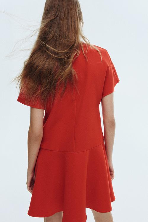 Butterfly-sleeved dress - red