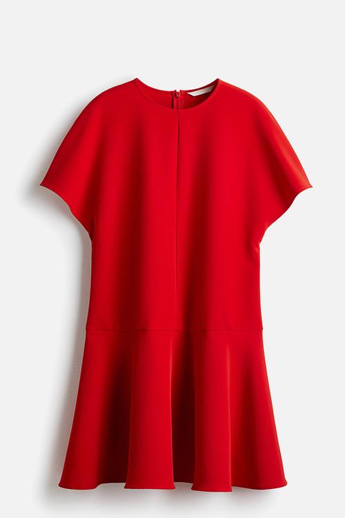 Butterfly-sleeved dress - red