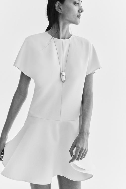 Butterfly-sleeved dress - cream