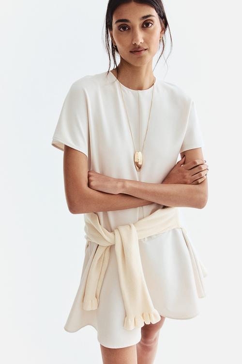 Butterfly-sleeved dress - cream