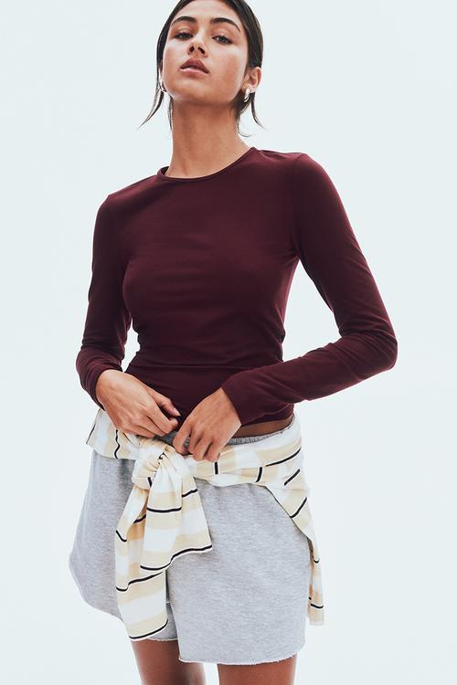 Soft jersey top - burgundy