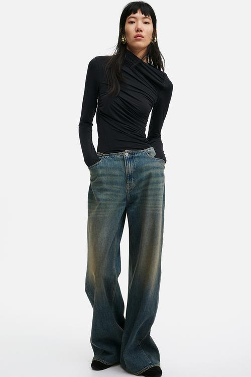 H&M Studio: Draped top - black