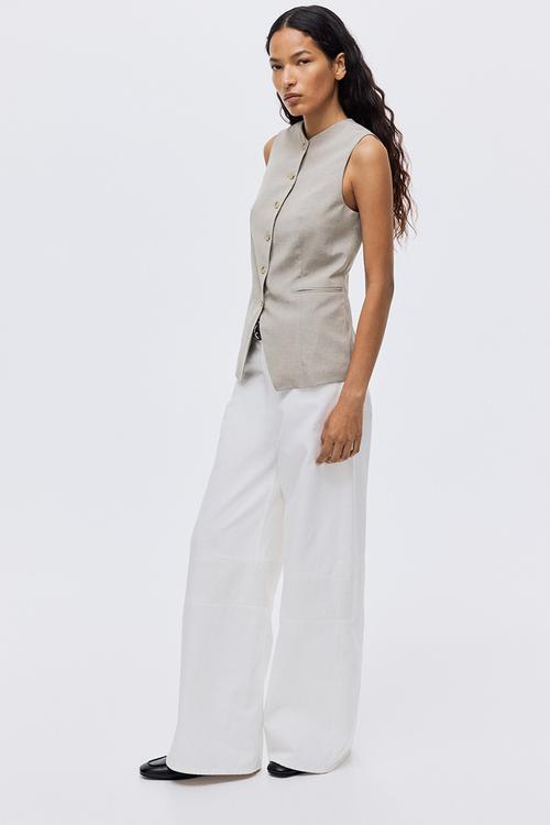 Long waistcoat - light beige marl